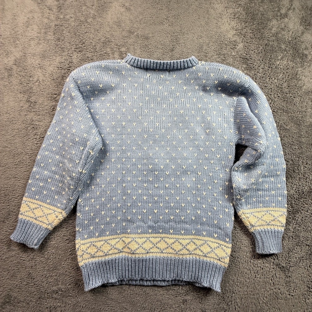 Vintage Melbourne Elements Hand Knit Blue Floral Embroidered Fair Isle Sweater S - Picture 6 of 9